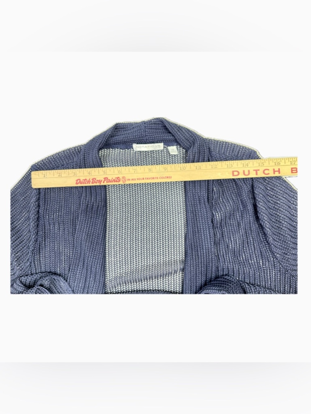 Notations Navy Open-Front Long Open Knit Cardigan - Picture 9 of 11